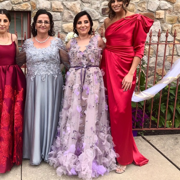 Talbot Runhof Crepe Satin One-Shoulder Gown - Picture 5 of 5